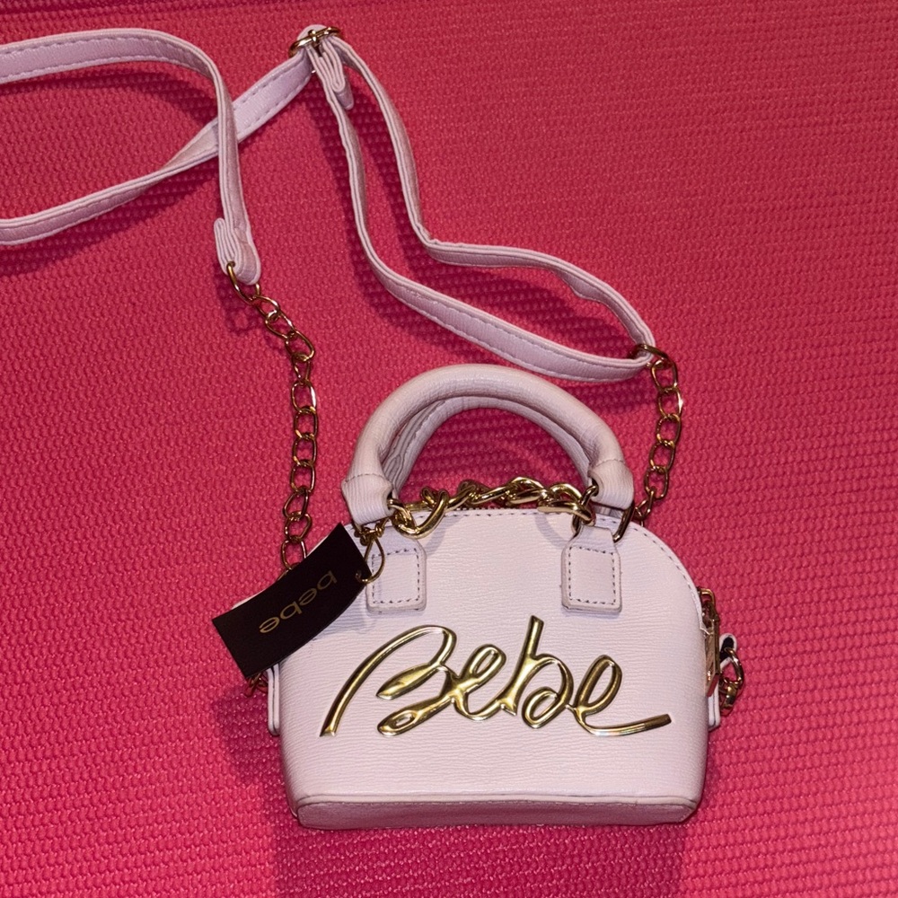 Bebe Purple Mini Bag with Gold Accents